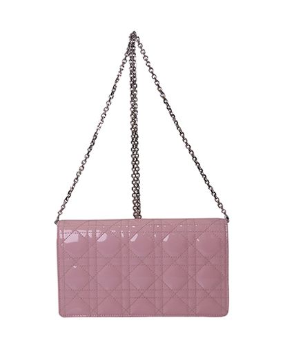 Lady Dior Chain Clutch, &pound;650, Handbags, Pink, Patent Leather, Front view